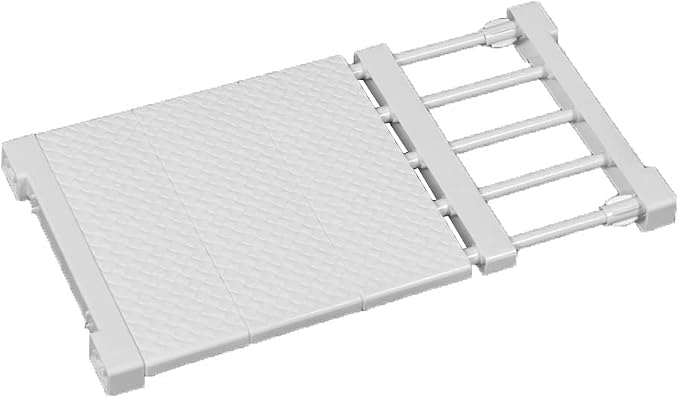 Closet Shelf Dividers Expandable Wardrobe Organizer System Tension Rod Adjustable Storage Rack Hanger Separators 9.45'' Width for Bedroom Bathroom Kitchen Bookshelf Office - White