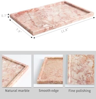 Real Luxurious Natural Marble Vanity Tray Genuine Marble Storage Tray for Home Decor Stone Tray for Bathroom/Kitchen/Van