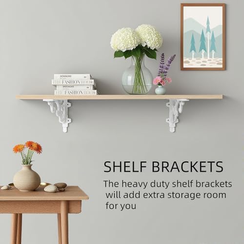 Heavy Duty 8.1"x4.4" Vintage Brackets for Floating Shelves & Kitchen Storage, 8 inch Cast Iron Shelf Brackets - Industri