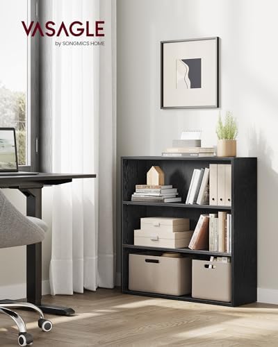VASAGLE Set of 2 3-Tier Bookshelves, Adjustable Storage Shelves