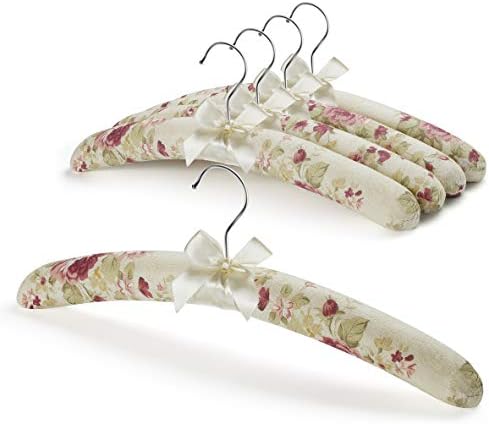 Floral Bridal Hangers for Wedding Dress, 16 Inch Satin Padded Hanger