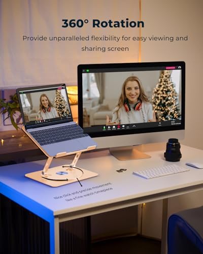 Aoviho 360° Rotating Laptop Stand for Desk | Adjustable, Foldable, Portable Aluminum Ergonomic Riser | Compatible with M