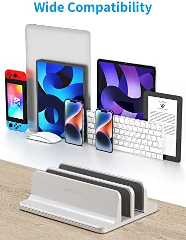 JARLINK Double Vertical Laptop Stand, Adjustable Aluminum Desk Dock, Black