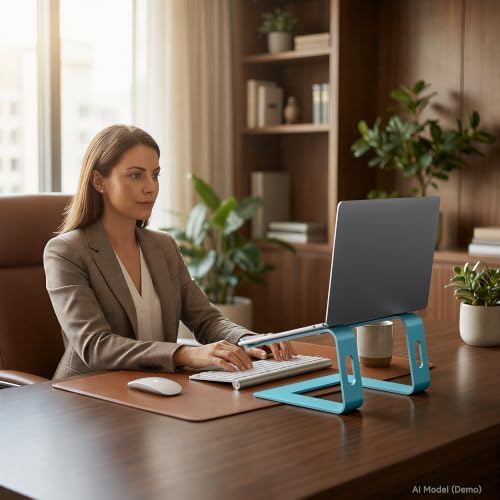 SOUNDANCE Laptop Stand, Aluminum Ergonomic Desk Riser, 10-15.6", Navy Blue