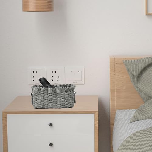 Woven Paper Rope Wicker Basket for Organizing(Set of 3,Grey)