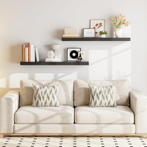HOOBRO Floating Shelves for Wall, Wall Mounted Shelf Set of 2, 39.4" Hanging Shelf with Invisible Brackets, for Wall Dec