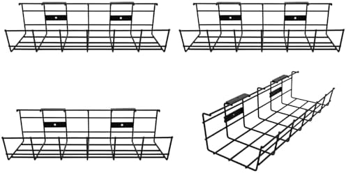 Under Desk Cable Management- 4 Pack Cord Organizer. Metal Wire Cable Management Tray for Office, Studio and Home. Super 