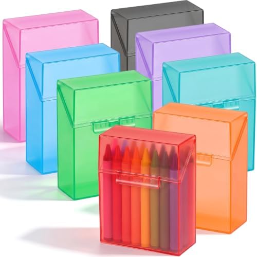 Clabby 8 Pcs Clear Plastic Crayon Boxes Hold 24 Count, Colorful