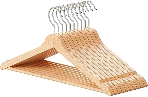 MSV Set of 10 Wooden Clothes Hangers, Brown