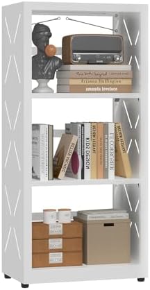 3-Tier Metal Bookshelf, Small Bookcase with Adjustable Shelves