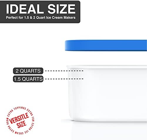BALCI Ice Cream Container - 2 Quart Freezer Tub (Blue)