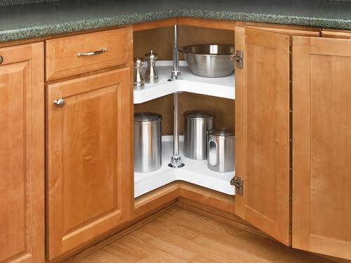 REV-A-SHELF Polymer Kidney-Shaped 1-Shelf Lazy Susan Shelf for Corner Base Cabinets (No Post Included)