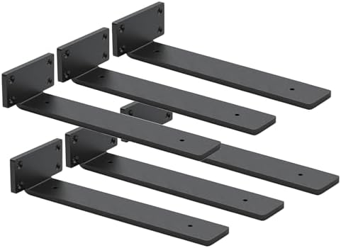 6 Pack Shelf Brackets 12 Inch Floating Shelf Bracket 1/5 inch Thick Heavy Duty Hidden Shelf Brackets Iron Metal Brackets