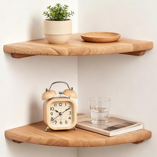 Corner Floating Shelves Set of 2, 16 Inch Solid Wood