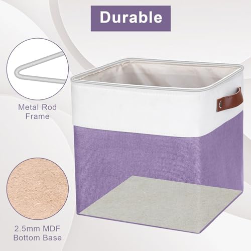 Bagnizer Collapsible Fabric Storage Cubes 11x11 Cube Storage Bins, 4 Pack Closet Baskets Box with Handles for Organizing