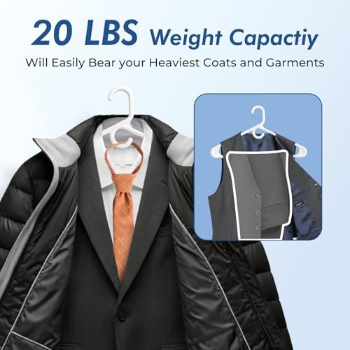 HOUSE DAY Heavy Duty Plastic Hangers 24 Pack - Thick White Clothes Hangers