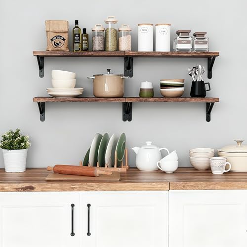 Fixwal Wall Floating Shelves for Home Decor (Brown, Set of 4, 16.5 Inch)