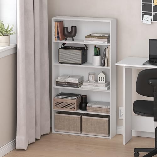 Furinno Basic Book Shelf, 5-Tier Bookshelf, Storage Organizer Bookcase with Open Shelf, 7 x 24 x 44, for Living Room, Be