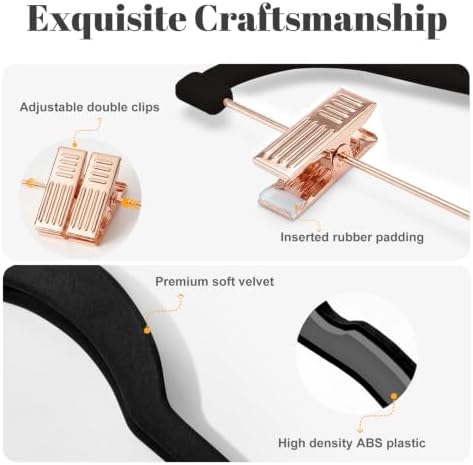 HOUSE DAY Hangers with Clips 24 Pack, Rose Gold Hangers for Outfit