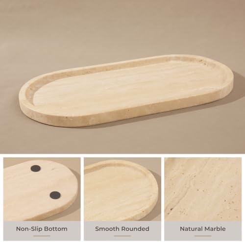 Beige Travertine Marble Bathroom Tray, 12 x 6 in, Vanity Tray