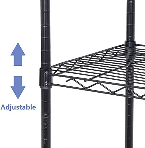 ZENY 5-Shelf Heavy Duty Shelving Storage Unit with Casters, Metal Organizer Wire Rack for Kitchen, Office, Garage, Black