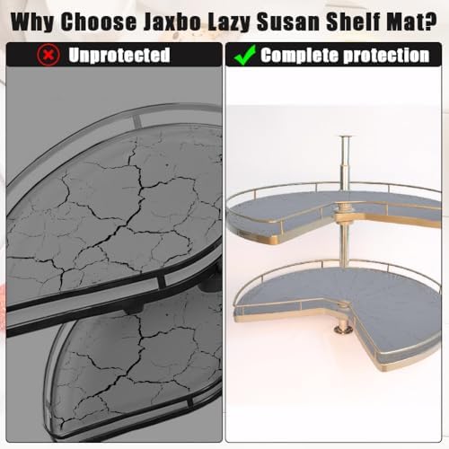 2 PCS 26" Lazy Susan Shelf Liner, Jaxbo Silicone Lazy Susan Liner for Dual Tier Pie Cut Organizer,Non-Slip Thermal Prote