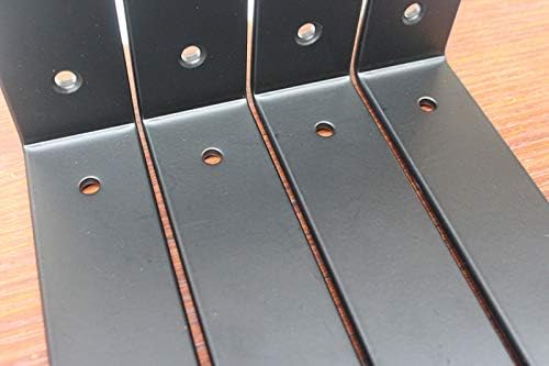 8 Pack - 5.5" L x 4" H x 1.5" W J Lip Shelf Brackets Rustic Farmhouse Iron Wall Floating Shelf Bracket Metal Shelf Bracket Industrial Shelf Supports with Screws Black