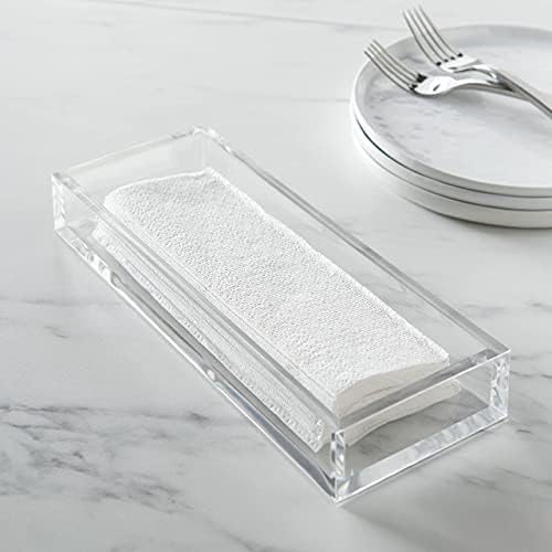 Huang Acrylic Clear Hand Towel Tray 11"x4" (10.5"x3.5" Internal) | for Bathrooms, Kitchens, Hosting, Picnics, Parties | 