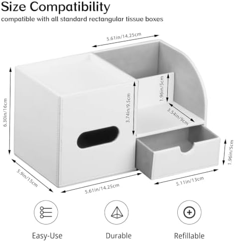 Tissue Box Cover with Drawer Organizer and Storage Tray,Cube Tissue Holder