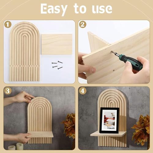 LIYAOLI Boho Plant Wall Shelf Set of 2, Wooden Floating Shelves for Decor