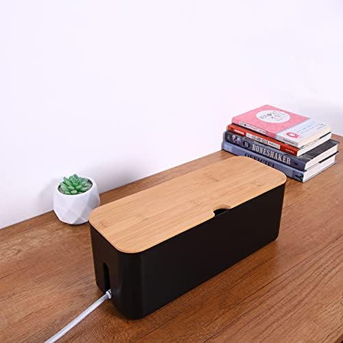 Changsuo Cable Management Box Small White Cable Organizer Box for Extension Cord Power Stripe Surge Protector Wire Manag