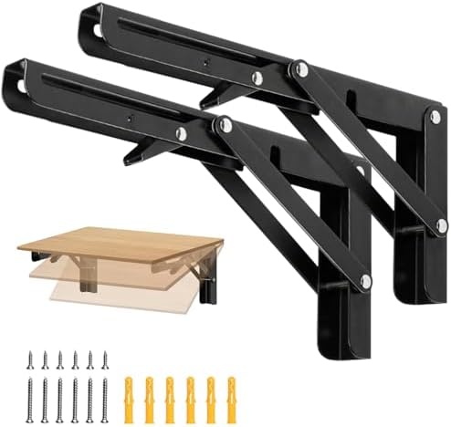 Folding Shelf Brackets 18 inch Foldable Shelf Bracket Heavy Duty Collapsible Shelf Brackets DIY Wall Mounted Fold Down T