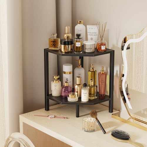 Creso hom Corner Shelf Stand, 2 Tier Industrial Corner Bookshelf