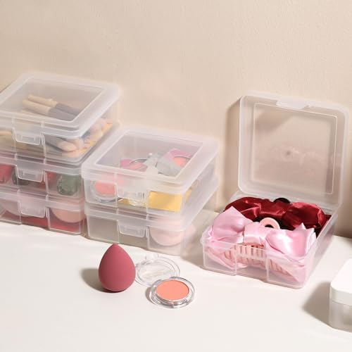 12 Pack Small Clear Plastic Storage Boxes with Lids, Craft Jewelry Life Item Organizer for Puzzles, Pens, Rings, Needle 