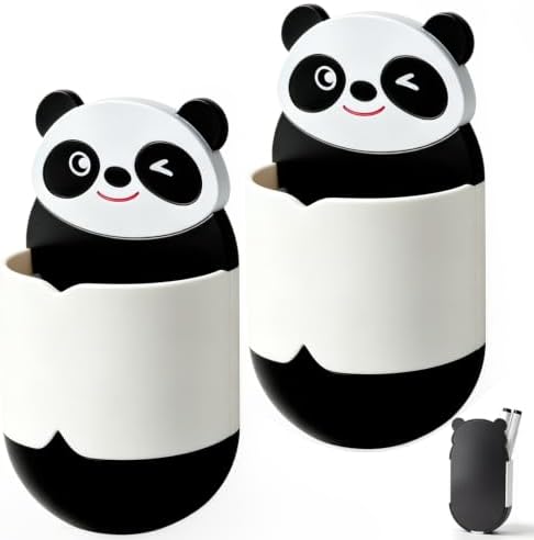 KITANIS Cute Panda Magnetic Pen Holder,2 Pack Magnetic Dry Erase Marker Holder,Magnet Storage Marker Pen Pencil Organizer for Refrigerator,Whiteboard,Locker Accessories