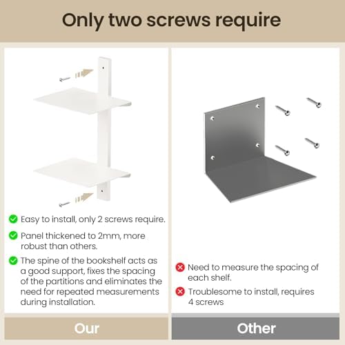 Floating Book Shelves for Wall, 6 Tier Invisible Floating Bookshelf, Vertical Spine Book Tower, Wall Mounted & Space Sav