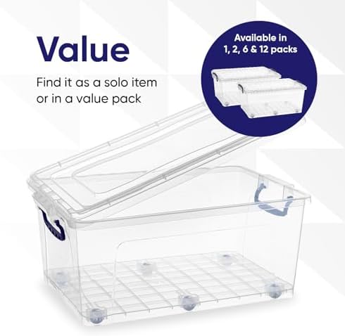 Superio Storage Containers With Wheels (3 Pack), Stackable Large Storage Containers With Lids, Durable Latches (32 Qt)