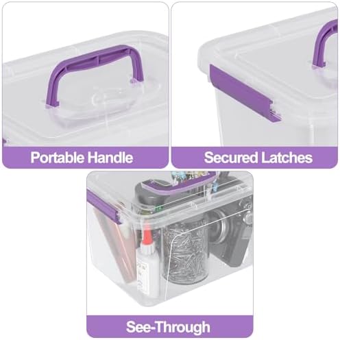 Sandmovie 6 Packs 6 Quart Clear Latching Box with Lid and Handle