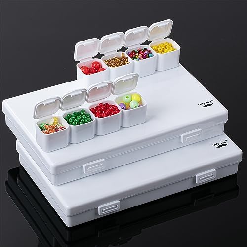 Mr. Pen- Bead Storage Containers, 28 Grids, 2 Pack, White