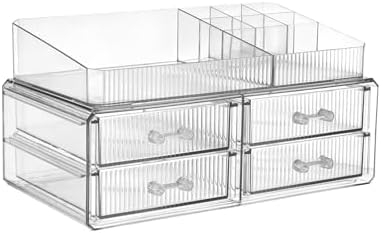 ZHIAI stackable storage drawer, transparent cosmetics storage box, cosmetics and beauty products storage organizer, suit