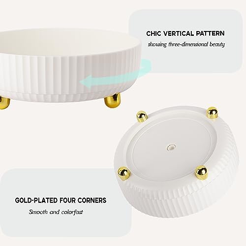 360 Rotating Makeup Perfume Organizer Skincare Tray, Large Ivory White