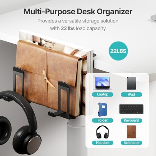 PEGZONE Laptop Stand Vertical, 2-Slot Under Desk Laptop Holder, Black