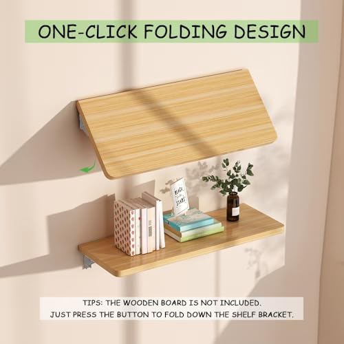 Folding Shelf Brackets, 10 Inch 4 Pcs Heavy Duty Wall Mounted Collapsible Triangle Shelf Bracket for Folding Wall Table,