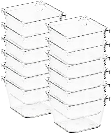 12 Pack Drawer Organizers, 3"X 3" Clear Acrylic Storage Bins