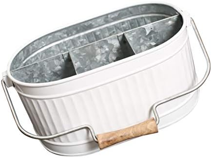 Alpha Living Home Silverware Caddy White Heavy Duty Alloy Utensil Organizer