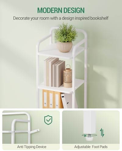 Hzuaneri Bookcase Bookshelf, Narrow Book Shelf, Industrial Corner Shelf