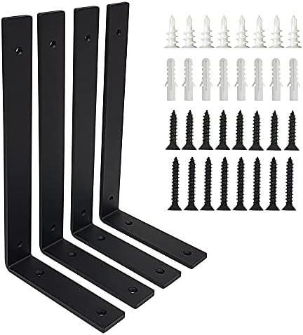 1/4" Thk Heavy Duty Shelf Brackets, 12.25" X 6.25", 4 Pack - Max. 110lb