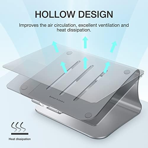 Laptop Stand, Aluminum Notebook Holder Riser Heat-Vent for MacBook Air/Pro, Dell, HP, Lenovo, Microsoft Surface, Samsung