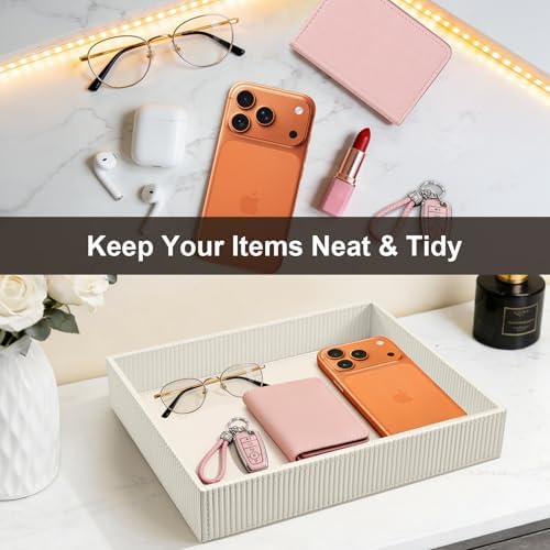 SITHON Valet Tray Desk Organizer PU Leather Catchall