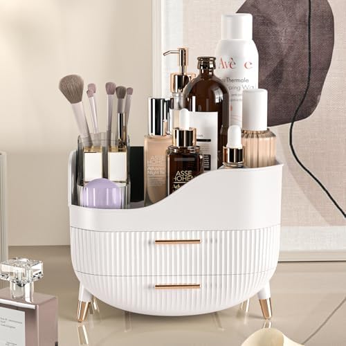 Pajiriona Makeup Organizer with Drawers,Skincare Organizer for Vanity,Storage Box with Handle,Large Cosmetic Display Cas